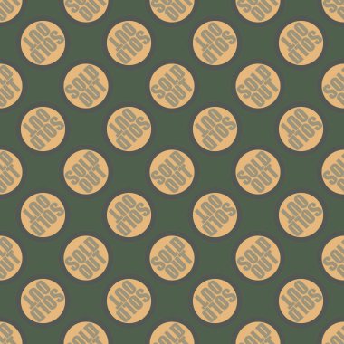 Satılan dışarı Dikişsiz desen metinle. Pop sanat tasarım ve renk doku ile yuvarlak başlık içinde alt yazı. Bir arka plan üzerinde etiket.