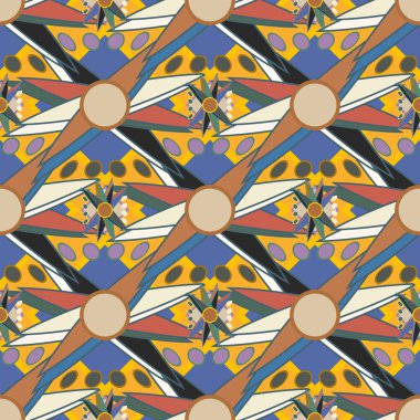 Çiçekler, vektör çizim ile çok renkli geometrik seamless modeli 