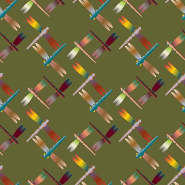 Dekoratif renkli seamless modeli ile şirin yusufçuk