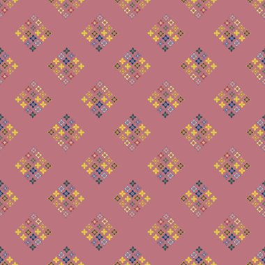 Çiçekler, vektör çizim ile çok renkli geometrik seamless modeli 