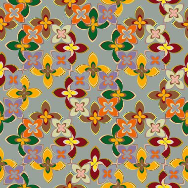 Çiçekler, vektör çizim ile çok renkli geometrik seamless modeli 