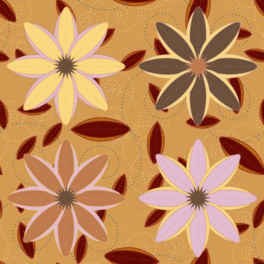 Çiçekler, vektör çizim ile çok renkli geometrik seamless modeli 