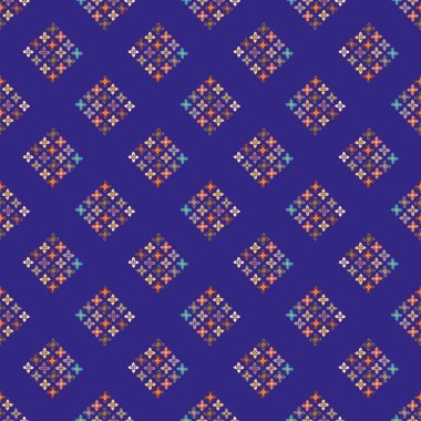 Çiçekler, vektör çizim ile çok renkli geometrik seamless modeli 