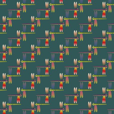 Dekoratif renkli seamless modeli ile şirin yusufçuk