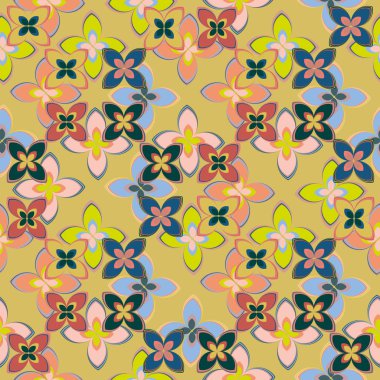 Çiçekler, vektör çizim ile çok renkli geometrik seamless modeli 