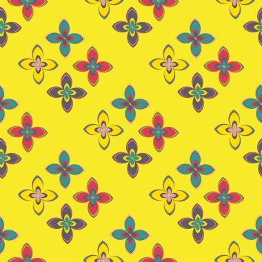 Çiçekler, vektör çizim ile çok renkli geometrik seamless modeli 