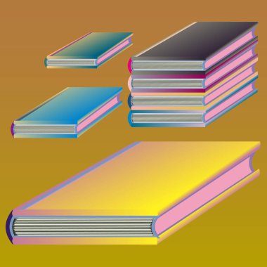 Renkli kitap yığını. Vektör çizim
