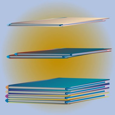 Renkli Notebook yığınları. Vektör çizim