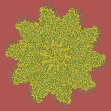 Basit renkli soyut mandala. Parlak dairesel süsleme basit şekiller oluşur. 