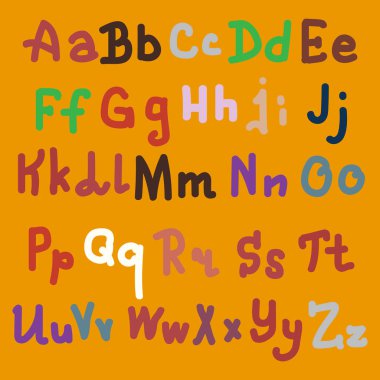 Elle çizilmiş alfabe. Boyalı harfleri fırça. El yazı ve özel tipografi tasarımları logo ve afiş, davetiye ve kartları için