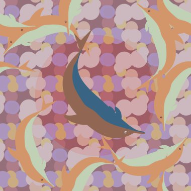 Yunuslar su altında çizim arka planı için bir sürü ile sorunsuz doku