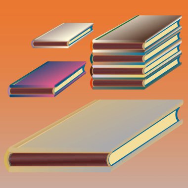 Renkli kitap yığını. Vektör çizim