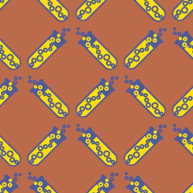 Kimya test tüpleri parlak arka plan üzerinde. Seamless modeli.