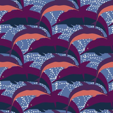 Yunuslar su altında çizim arka planı için bir sürü ile sorunsuz doku