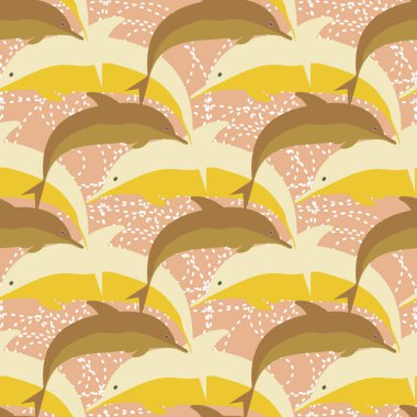 Yunuslar su altında çizim arka planı için bir sürü ile sorunsuz doku