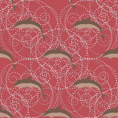 Yunuslar su altında çizim arka planı için bir sürü ile sorunsuz doku