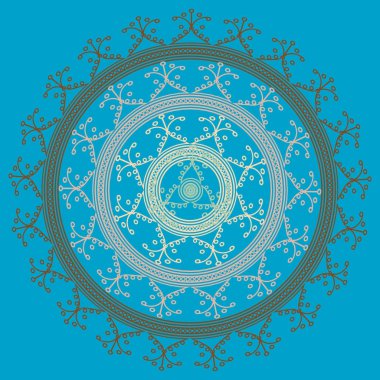 Basit renkli soyut mandala. Parlak dairesel süsleme basit şekiller oluşur. 
