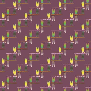 Dekoratif renkli seamless modeli ile şirin yusufçuk