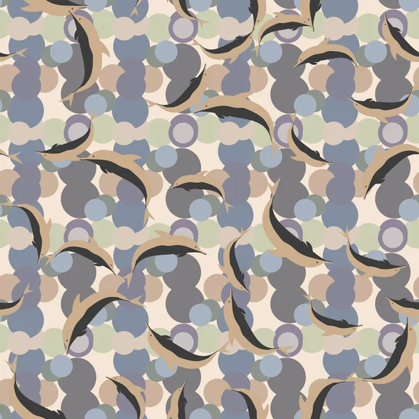 Tekstura Stado Delfinów Pod Wodą Ilustracja Tle — Wektor stockowy