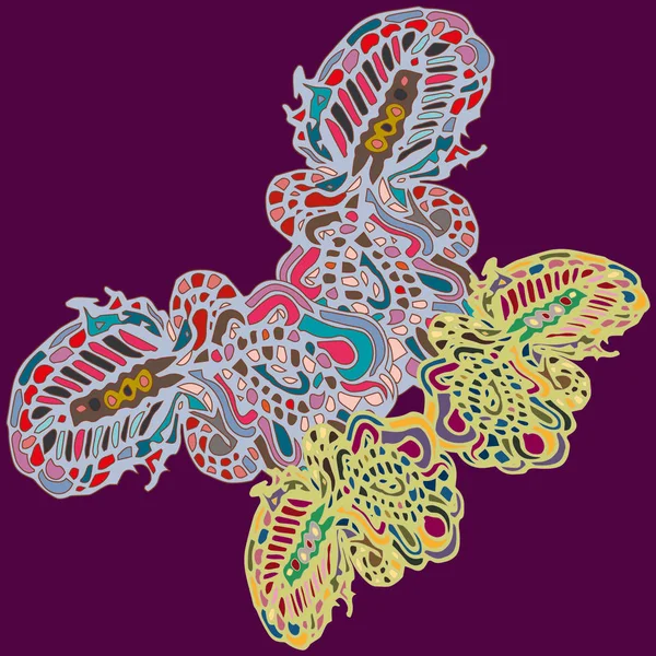 Mariposa Garabato Nuevo Diseño Zentangle Arte Inspirado — Vector de stock