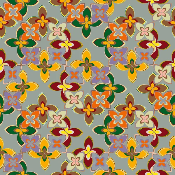 Çiçekler, vektör çizim ile çok renkli geometrik seamless modeli 