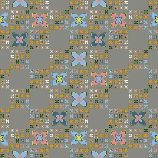 Çiçekler, vektör çizim ile çok renkli geometrik seamless modeli 