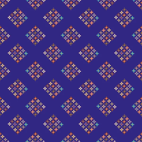 Geometrische Multicolor Naadloze Patroon Met Bloemen Vectorillustratie — Stockvector