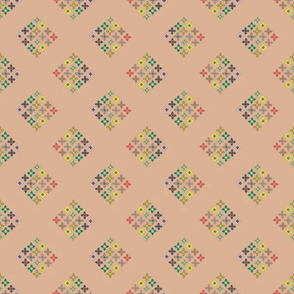 Geometric Multicolor Seamless Pattern Flowers Vector Illustration — Stock Vector