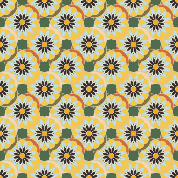Çiçekler, vektör çizim ile çok renkli geometrik seamless modeli 