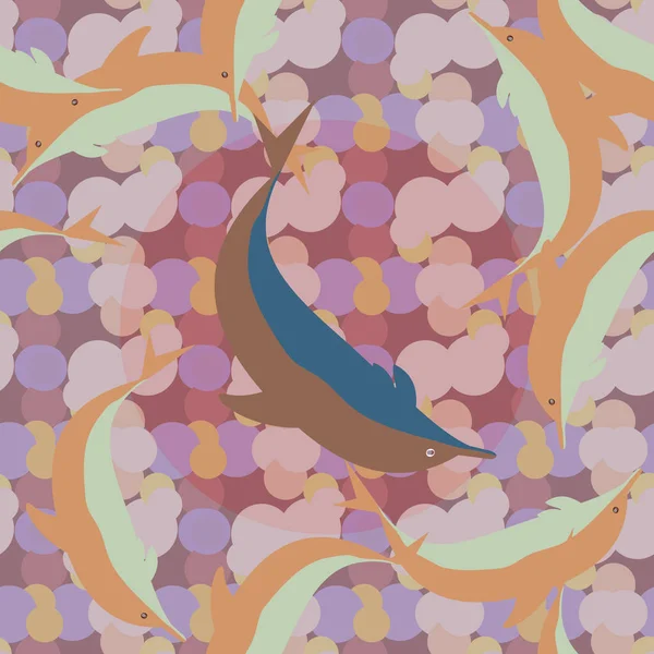 Yunuslar su altında çizim arka planı için bir sürü ile sorunsuz doku