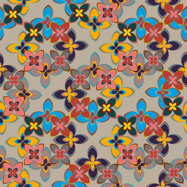 Çiçekler, vektör çizim ile çok renkli geometrik seamless modeli 