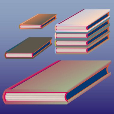 Renkli kitap yığını. Vektör çizim