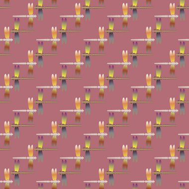 Dekoratif renkli seamless modeli ile şirin yusufçuk