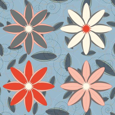 Çiçekler, vektör çizim ile çok renkli geometrik seamless modeli 