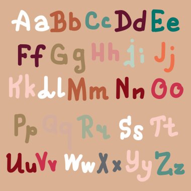 Elle çizilmiş alfabe. Boyalı harfleri fırça. El yazı ve özel tipografi tasarımları logo ve afiş, davetiye ve kartları için