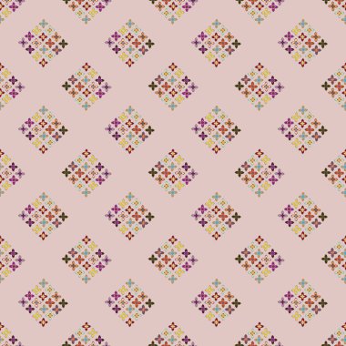 Çiçekler, vektör çizim ile çok renkli geometrik seamless modeli 