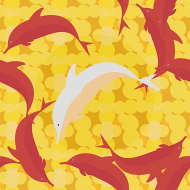 Yunuslar su altında çizim arka planı için bir sürü ile sorunsuz doku