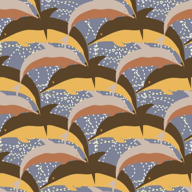 Yunuslar su altında çizim arka planı için bir sürü ile sorunsuz doku