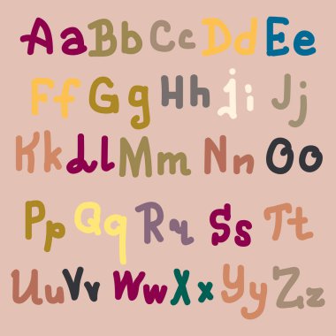 Elle çizilmiş alfabe. Boyalı harfleri fırça. El yazı ve özel tipografi tasarımları logo ve afiş, davetiye ve kartları için