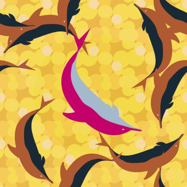 Yunuslar su altında çizim arka planı için bir sürü ile sorunsuz doku