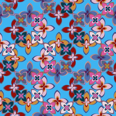 Çiçekler, vektör çizim ile çok renkli geometrik seamless modeli 