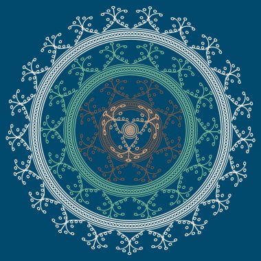 Basit renkli soyut mandala. Parlak dairesel süsleme basit şekiller oluşur. 