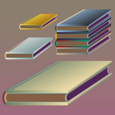Renkli kitap yığını. Vektör çizim