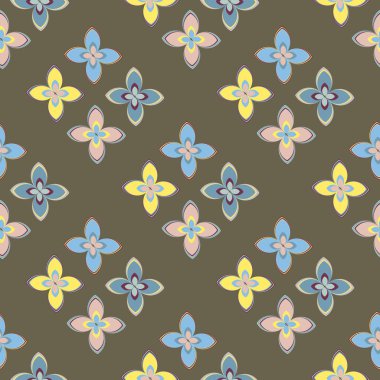 Çiçekler, vektör çizim ile çok renkli geometrik seamless modeli 