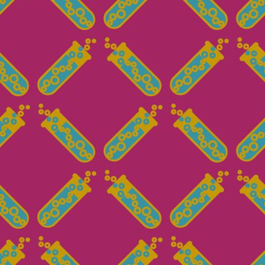 Kimya test tüpleri parlak arka plan üzerinde. Seamless modeli.