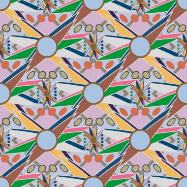 Çiçekler, vektör çizim ile çok renkli geometrik seamless modeli 