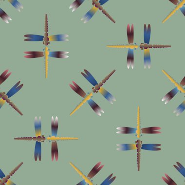 Dekoratif renkli seamless modeli ile şirin yusufçuk