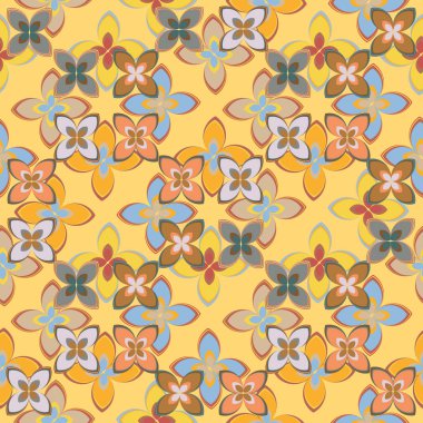 Çiçekler, vektör çizim ile çok renkli geometrik seamless modeli 