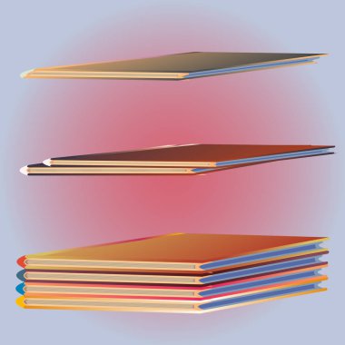 Renkli Notebook yığınları. Vektör çizim