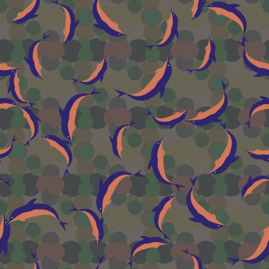 Yunuslar su altında çizim arka planı için bir sürü ile sorunsuz doku